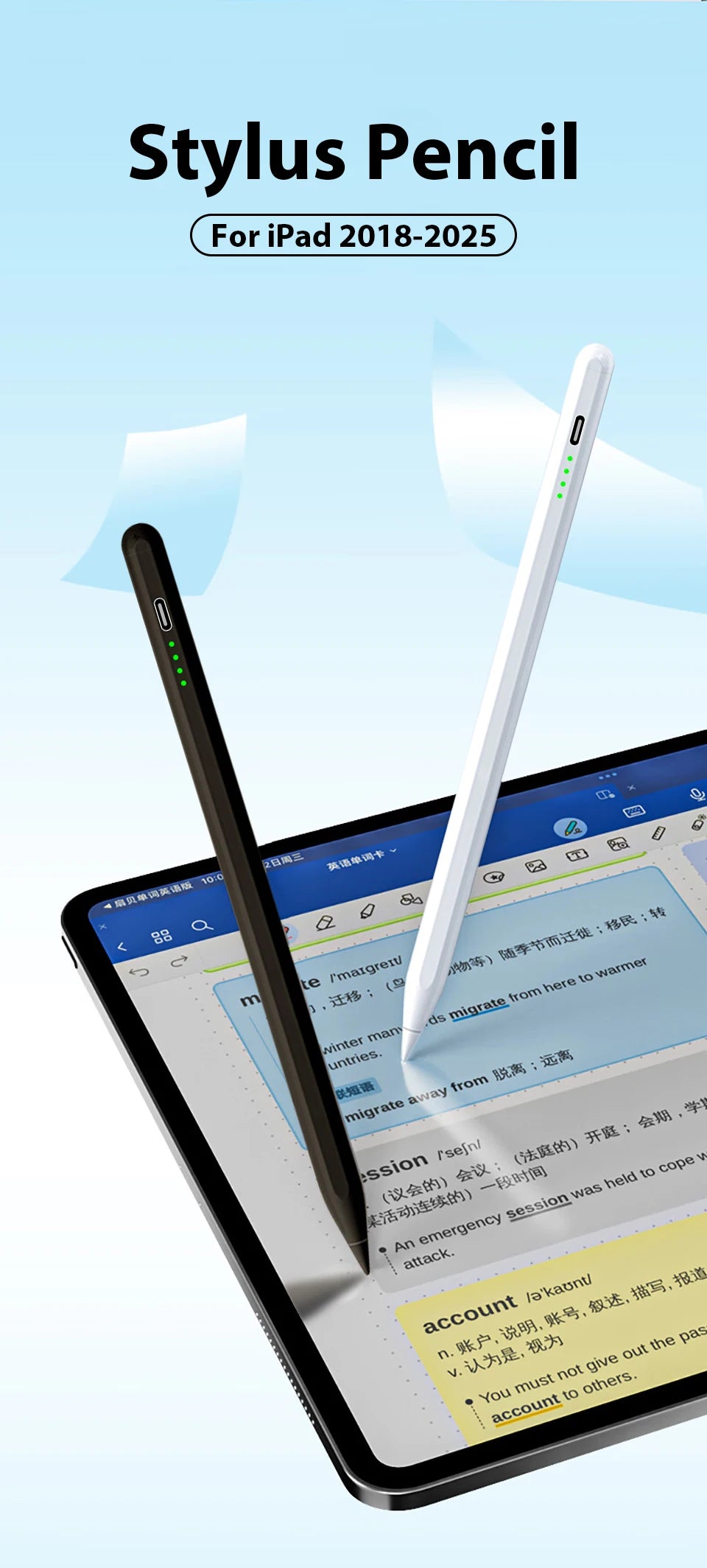 For Apple Pencil Stylus For iPad A16 Air 11 5 4 Pro 11th 13 12.9 M5 M4 M3 M2 Pens 10 9 8 10th 9th Generation Mini 7 6 Touch Pen