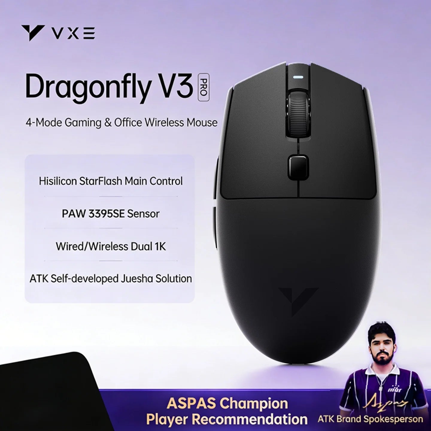 VXE Dragonfly V3 Pro 4-Mode Wireless Gaming Mouse – Ultra-Lightweight