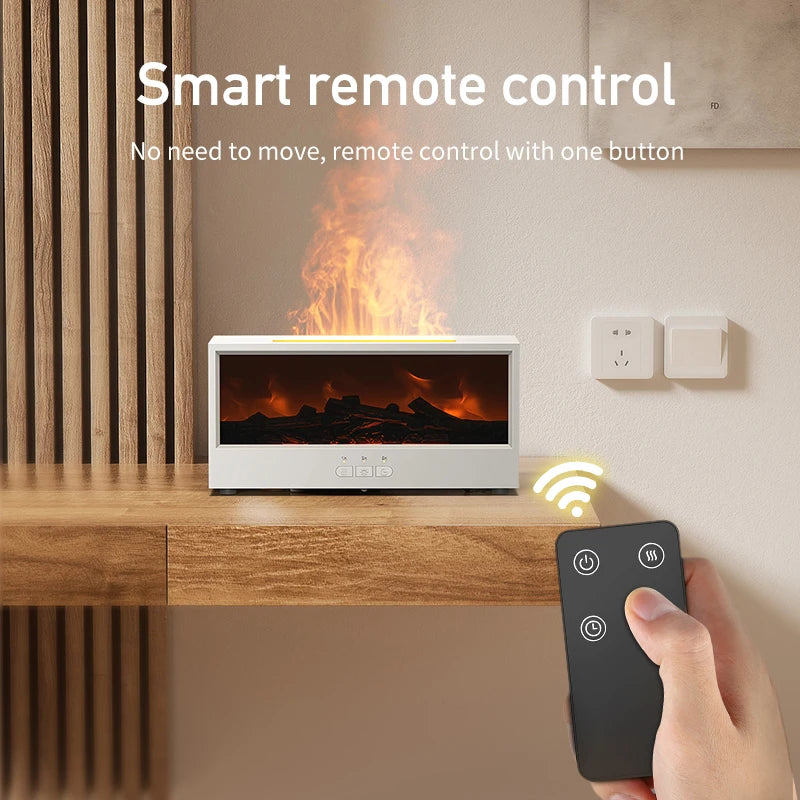 VISSKO Creative Fireplace Air Humidifier – Waterless Aroma Diffuser with LED & Remote Control
