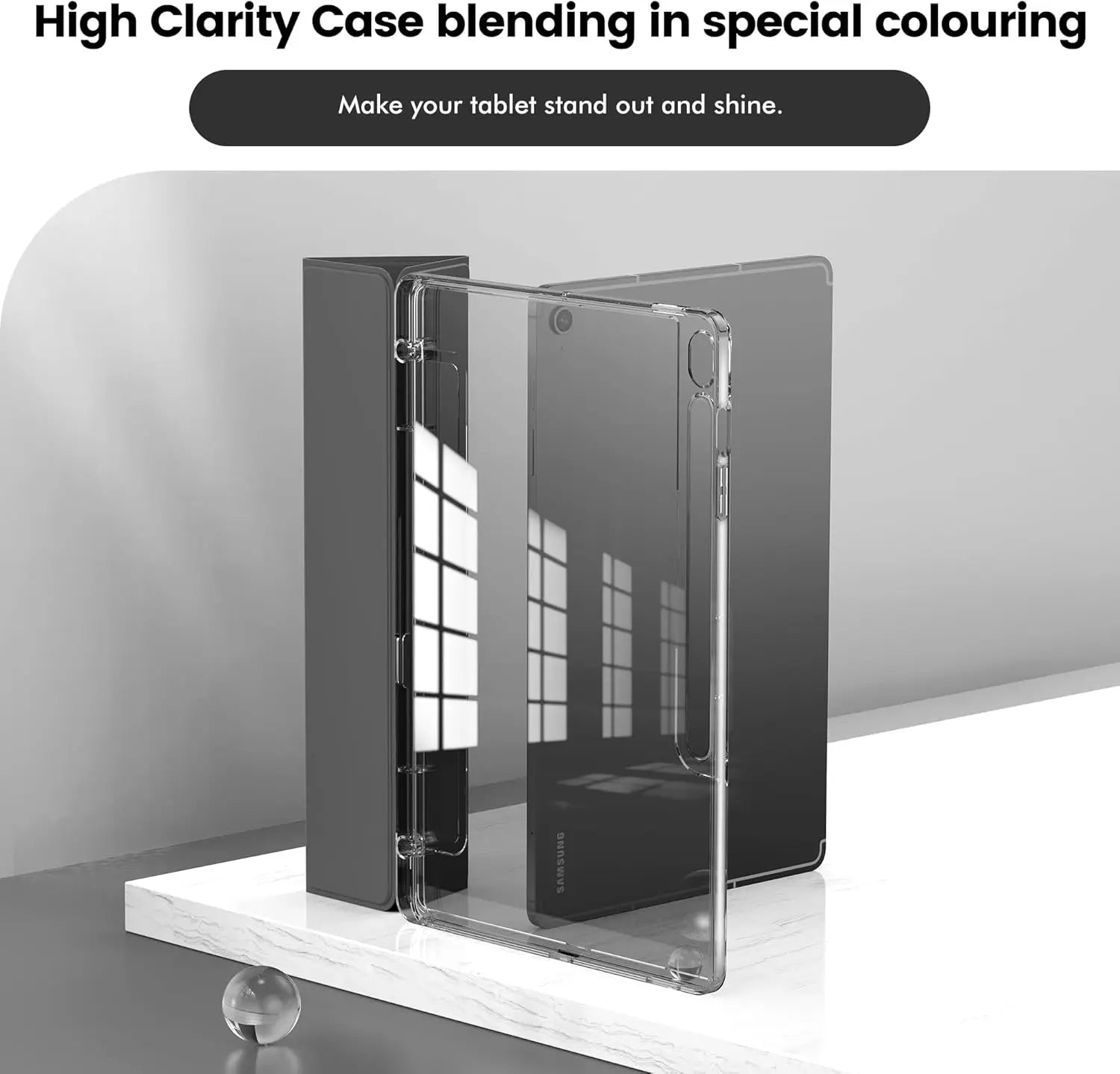 Clear Crystal Tablet Case With Pen Slot For Samsung Galaxy Tab S9 S10 FE Lite 2023 2025 11''PU Leather Flip Magnetic Stand Cases