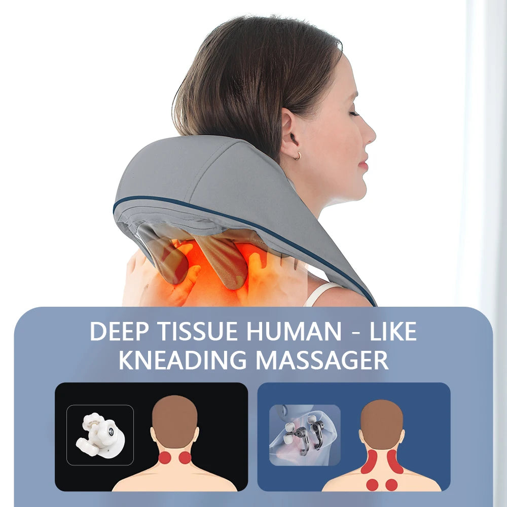 Foreverlily 26W Brushless Neck & Shoulder Kneading Massage Shawl – Wireless