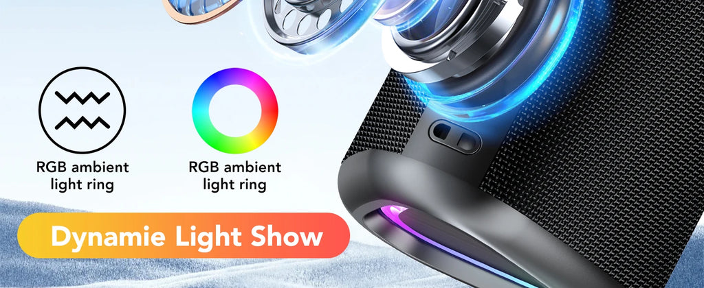 Bluetooth Speaker Wireless Portable Waterproof Speaker with Lights 24-Hour Playtime Bluetooth 5.4 TF Card AUX Playback Speakers