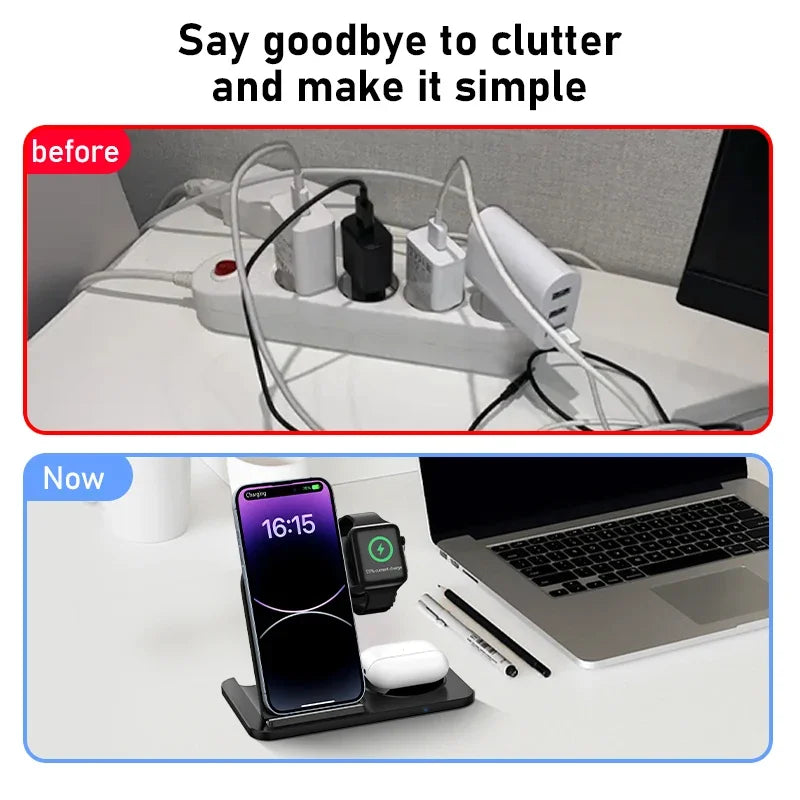 FoldCharge Foldable Fast Wireless Charging Station – iPhone 16/15/14, Apple Watch & AirPods