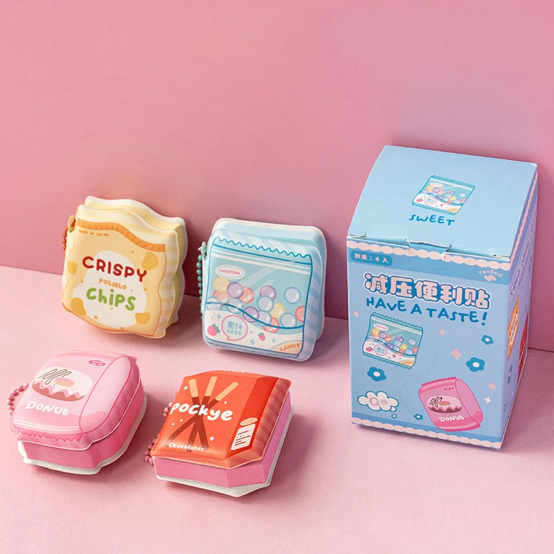4pcs/box Stress Relief Bean Memo Pads - Mini Squeeze Fun Notepad, Pocket Memo Book, Cute Journal Stationery Set