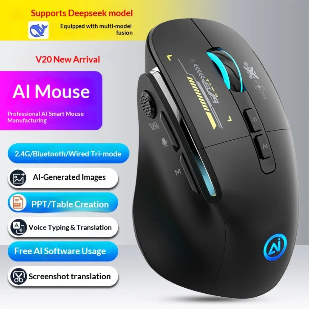 Inphic A9 Pro Three-Mode Gaming Mouse – RGB Light Pillar, 12800 DPI & Macro Driver