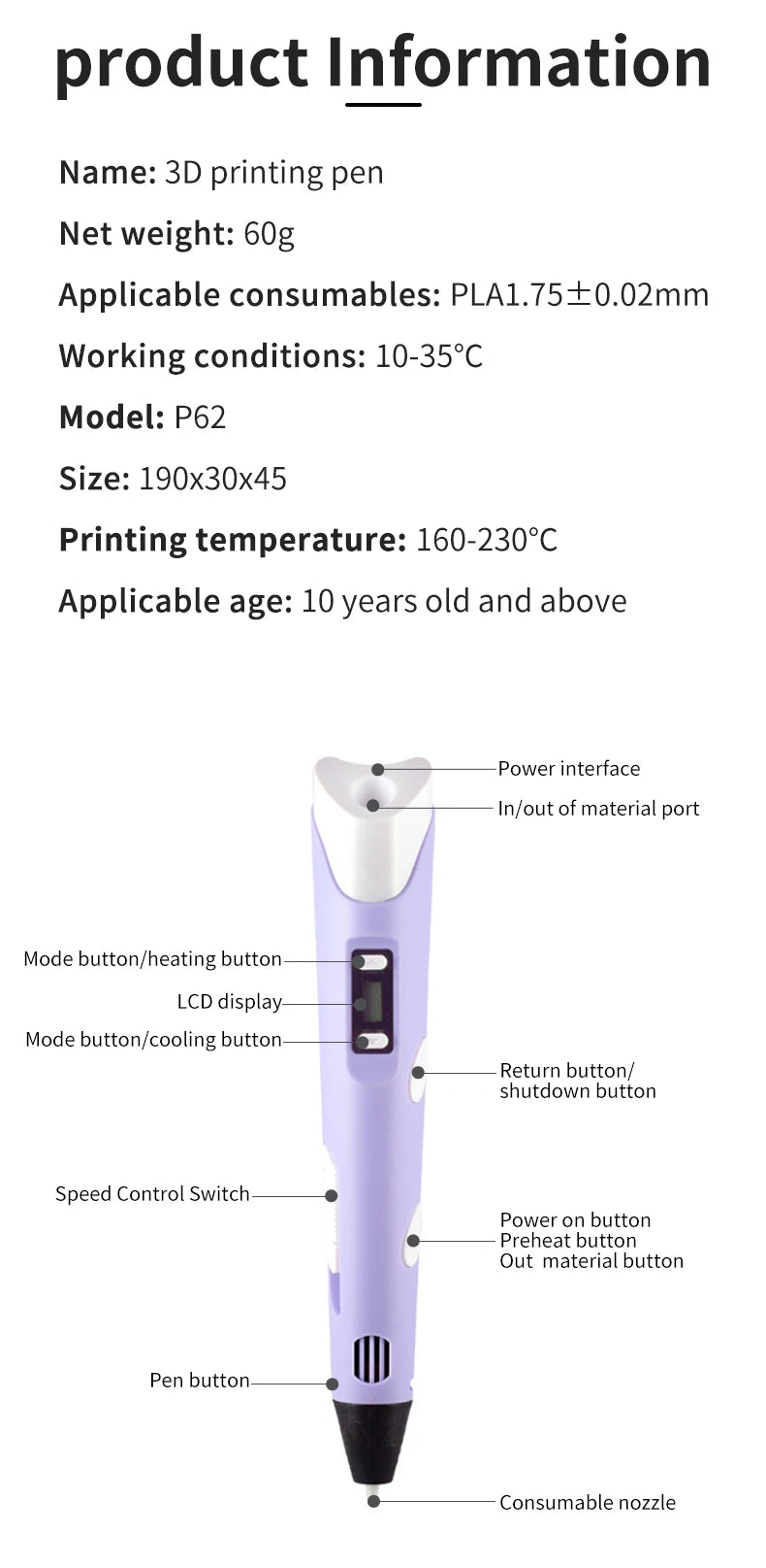DrawPen 3D Pen for Kids – DIY Drawing Set with PLA Filament, Birthday & Christmas Gift