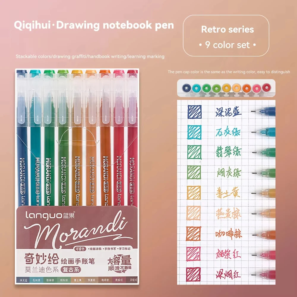 Languo 27-207 Colour Gel Pen & Marker Drawing Set – Student DIY Art Pens