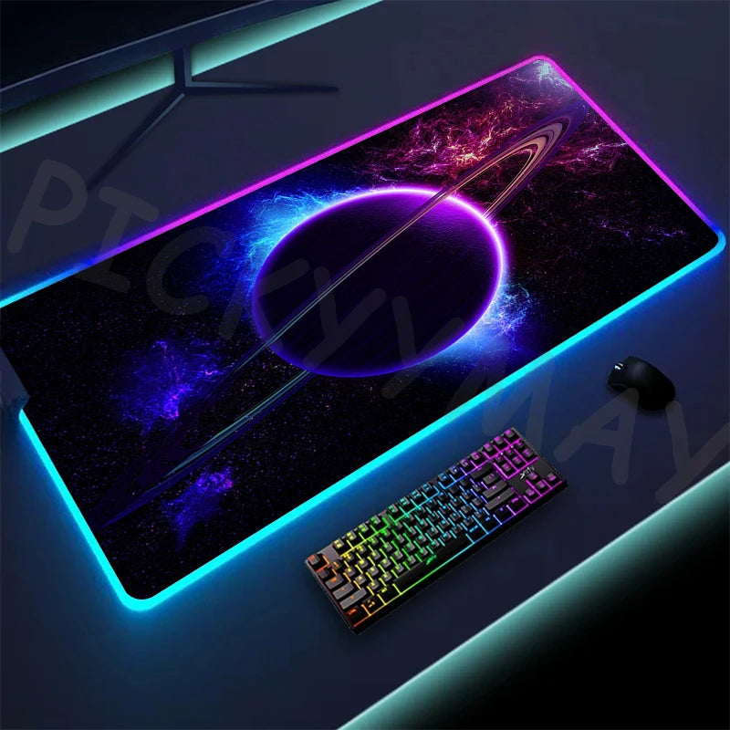 Cosmic Glow RGB XL Gaming Desk Mat – LED Backlit Space Mouse Pad (XXL)