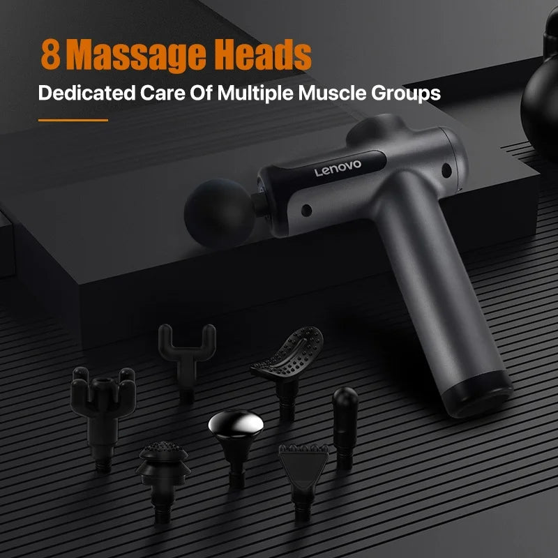 Lenovo Wireless Fascia Massage Gun – 8 Heads, Rechargeable for Neck, Back & Legs