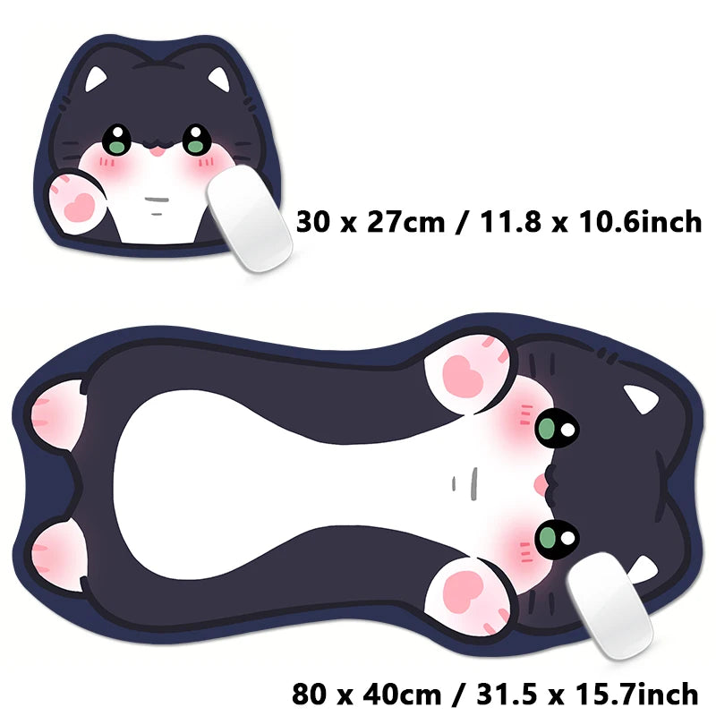 Kawaii Tortoiseshell Cat XXL Desk Mat – Pink & Black Cute Kitty Mouse Pad