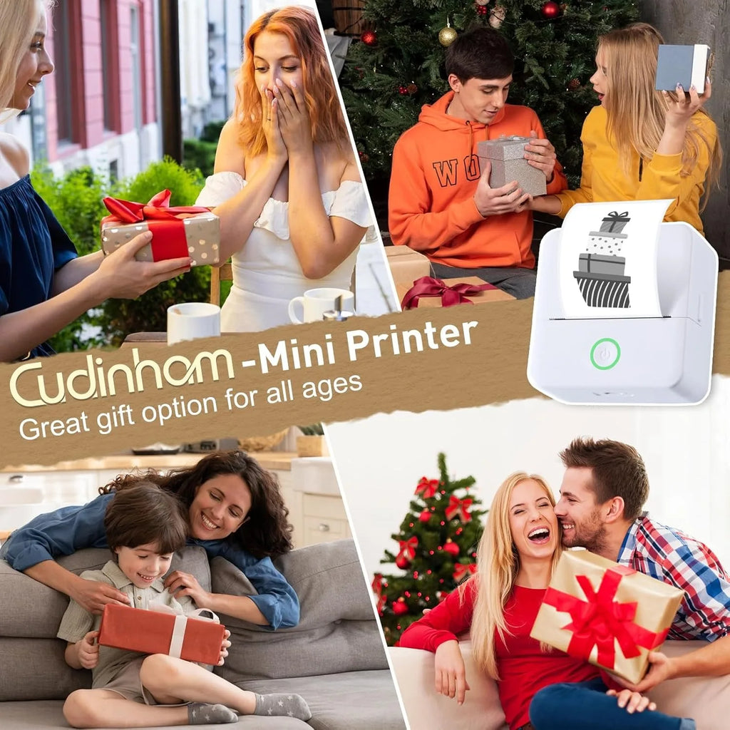 SnapRoll Mini Bluetooth Photo Printer Set – Wireless Pocket Printer with 5 Sticker Rolls & Thermal Paper Bundle