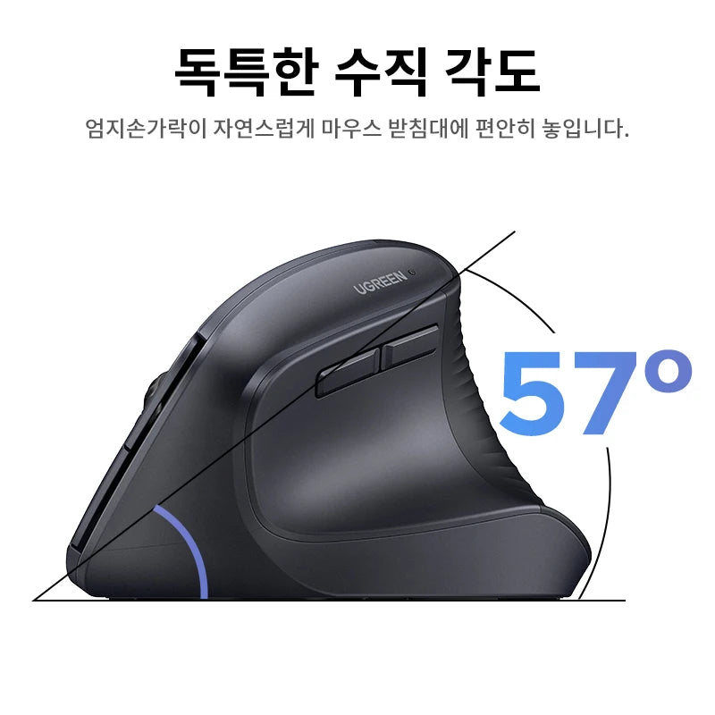 UGREEN Bluetooth 2.4G Vertical Wireless Mouse  Ergonomic 4000DPI 6 Mute Buttons for MacBook Tablet Laptops