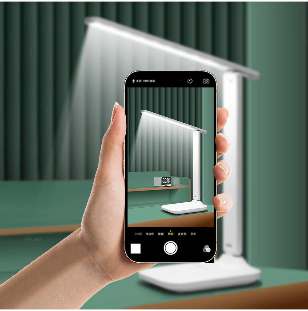 Double Headed Eye Protection Table Lamp LED Rechargeable Dimmable Desk Light Smart Display For Study Reading Bedside Night Light