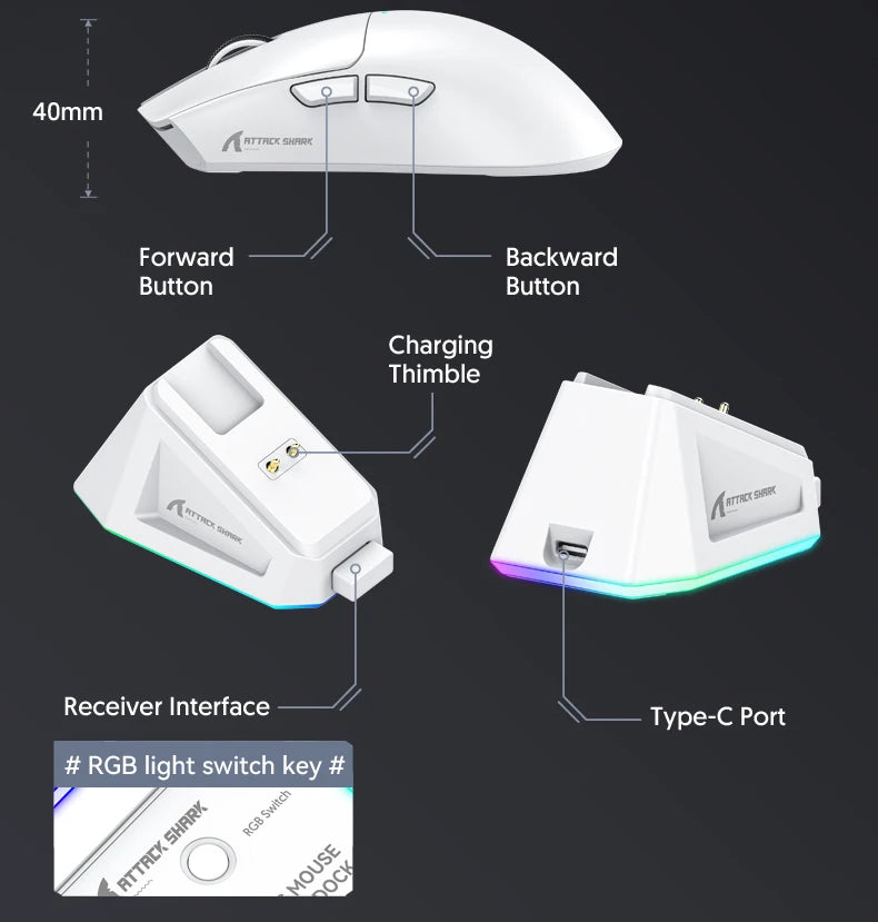 Attack Shark X11&R1 Wireless Gaming Mouse - Tri-Mode , PAW3311 Sensor,22K DPI, 400 IPS, RGB PC Gaming Mouse