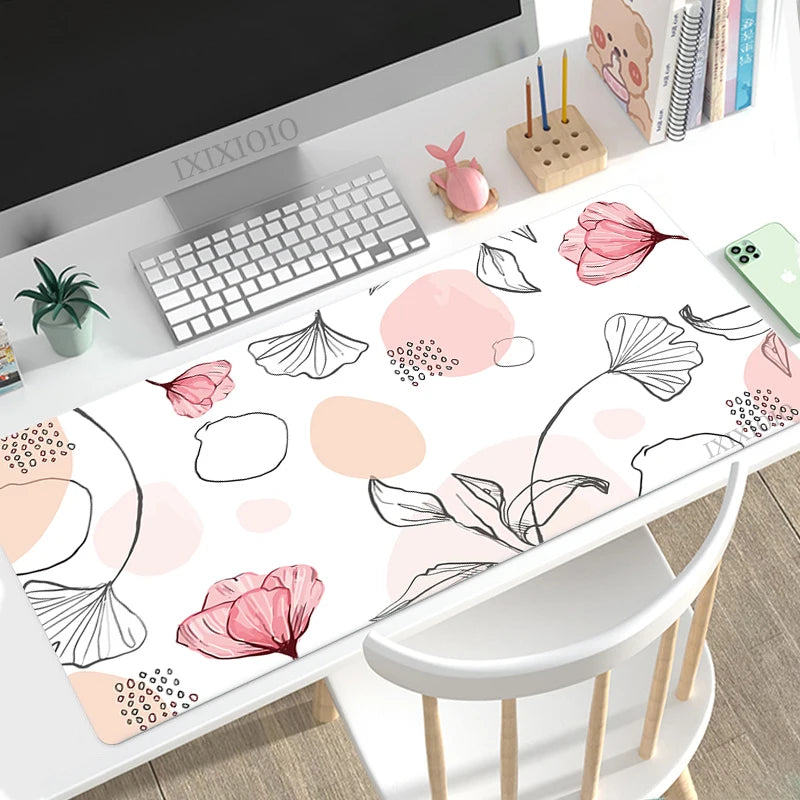 Minimalist Abstract Floral Art XL Mouse Pad – Aesthetic XXL Desk Mat | Soft Non-Slip Rubber Gaming & Office Mousepad Table Protector