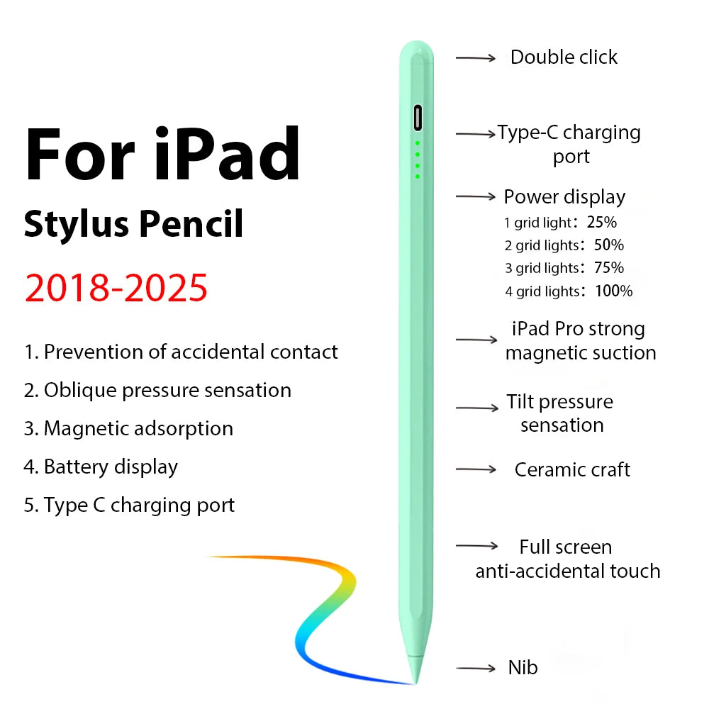 For Apple Pencil For iPad A16 Pro 13 11th M5 M4 12.9 Air 11 M3 M2 5 4 3 Stylus Pen 10 9 10th 9th Generation Mini 7 6 Touch Pens