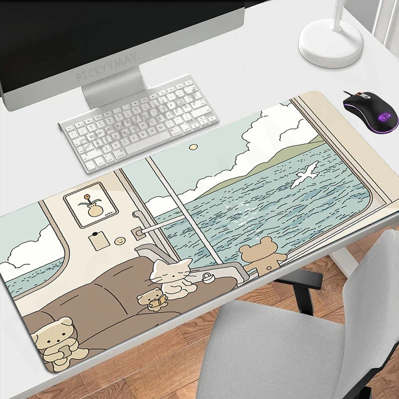 Kawaii Cloud XL Gaming Desk Mat – Cute Mouse Pad (XXL 90×40cm)