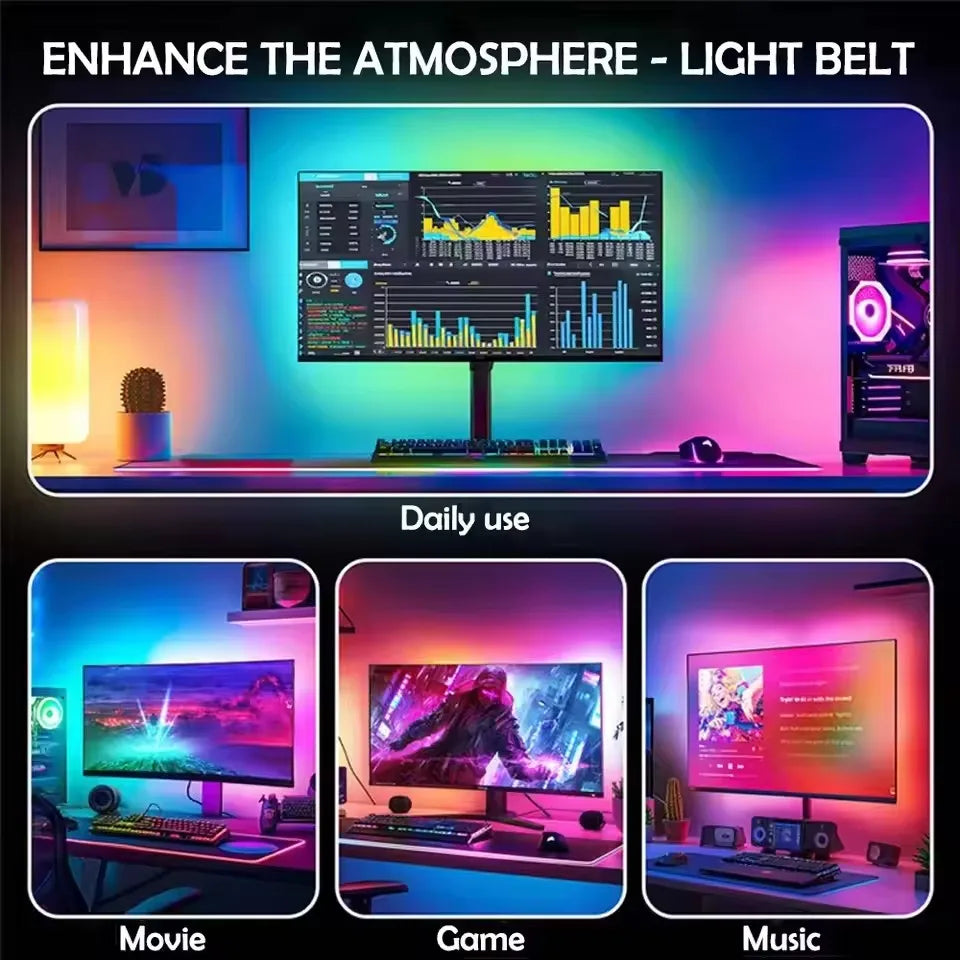 PC Backlight Monitor Ambilight Light Strip APP Control Music Sync RGBIC LED Lights Game Room Computer Atmosphere Decor Lamp