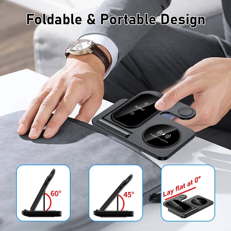 FoldCharge Foldable Fast Wireless Charging Station – iPhone 16/15/14, Apple Watch & AirPods