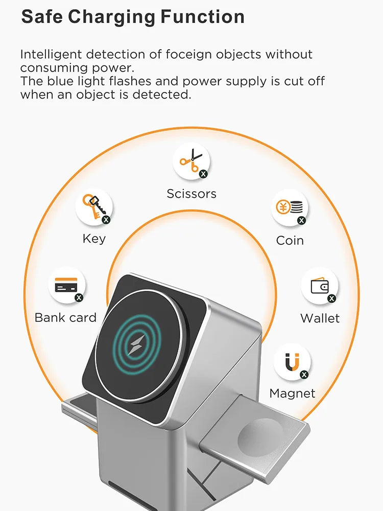 TouchSpin 15W 3-in-1 Touch Rotating Magnetic Wireless Charger – iPhone, Samsung & Xiaomi