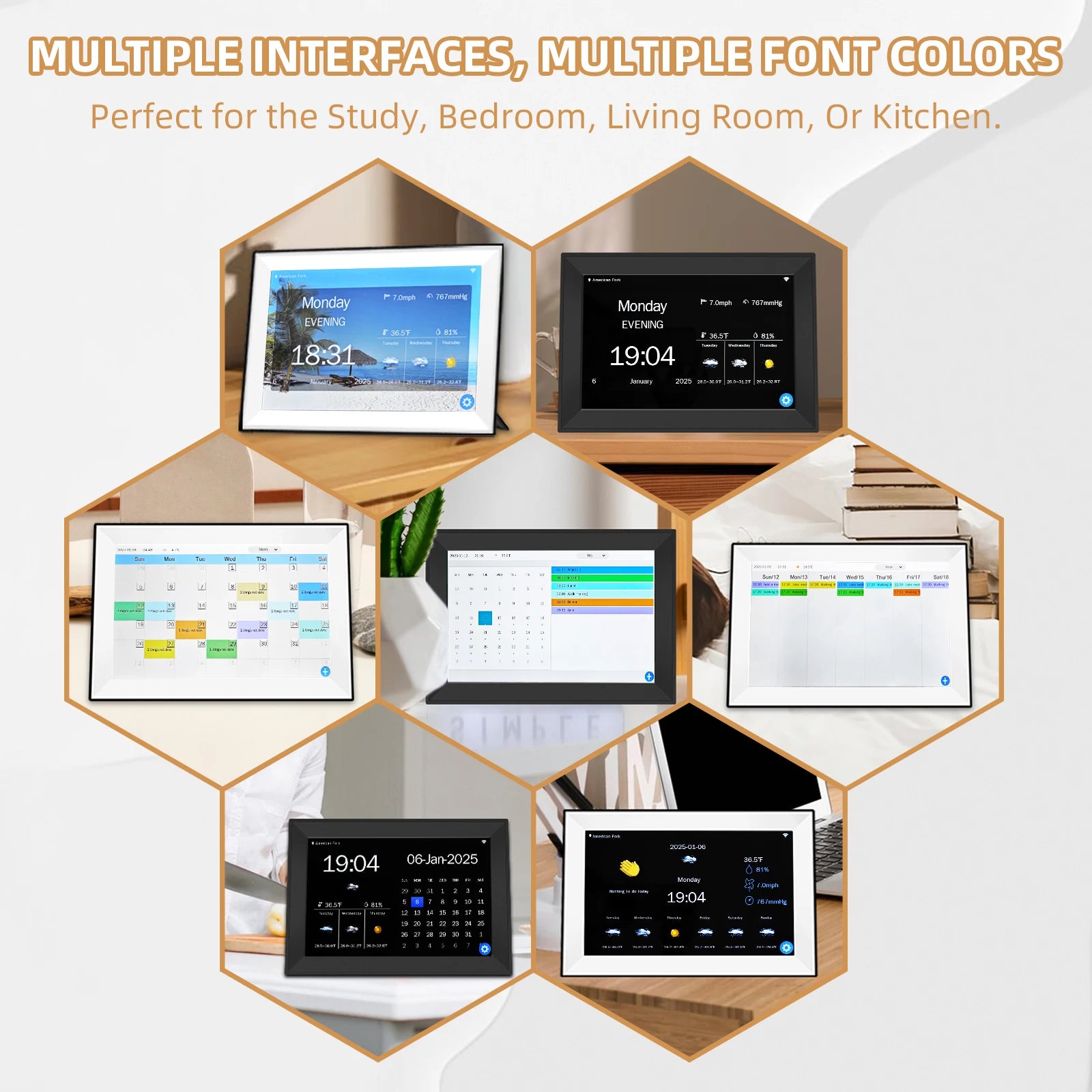 10.1" Smart Digital Calendar Clock – Touchscreen Family Scheduler with Weather, WiFi & Chore Chart