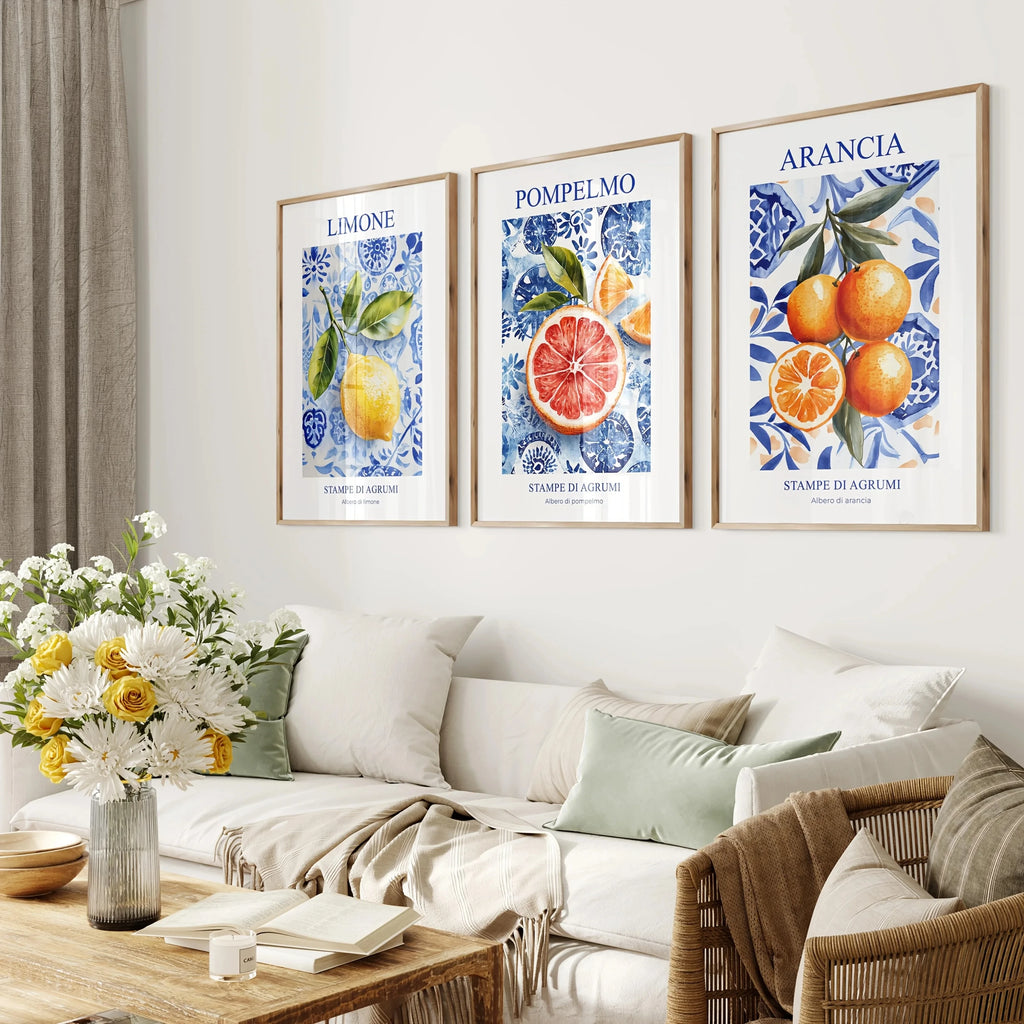 Retro Lemon Garden Canvas Art Poster-Fresh Lemon and Olive Tree Wall Prints for Modern Living Room,Office,and Home Decor Gifts