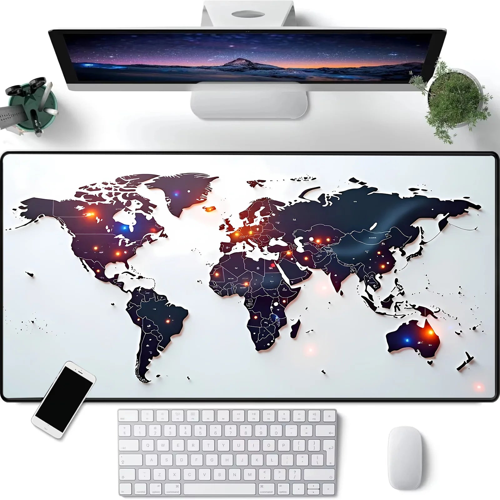 World Explorer XL Gaming Desk Mat – 900x400 Anti-Slip Mouse Pad for PC & Laptop