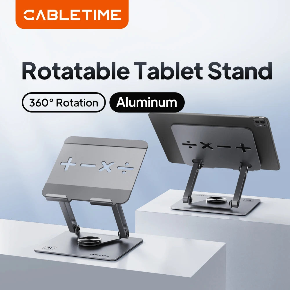 CABLETIME 360° Rotation Tablet Stand for iPad Adjustable Aluminum Foldable Desktop Stand Holder For Ipad Pro/Air/Mini Switch2 1