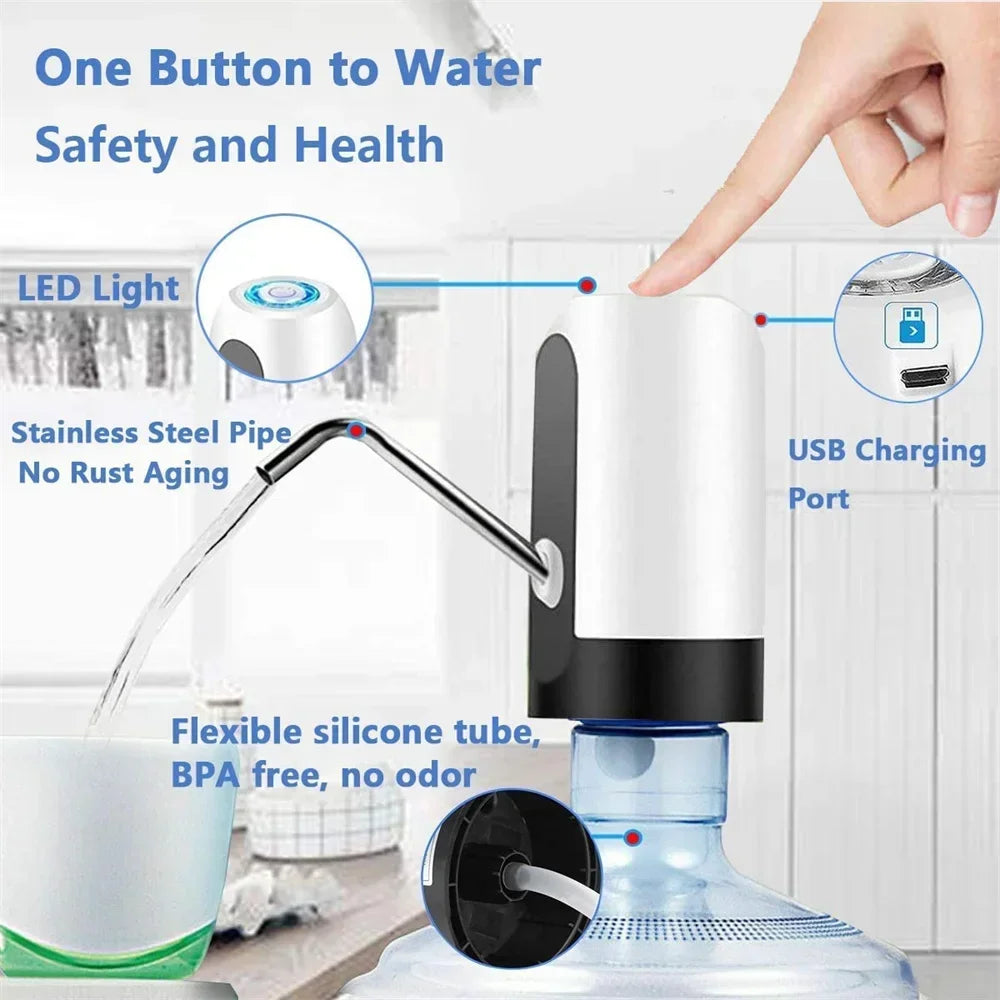 PumpEasy USB Rechargeable Electric Water Dispenser Pump – For 5 Gallon Bottles