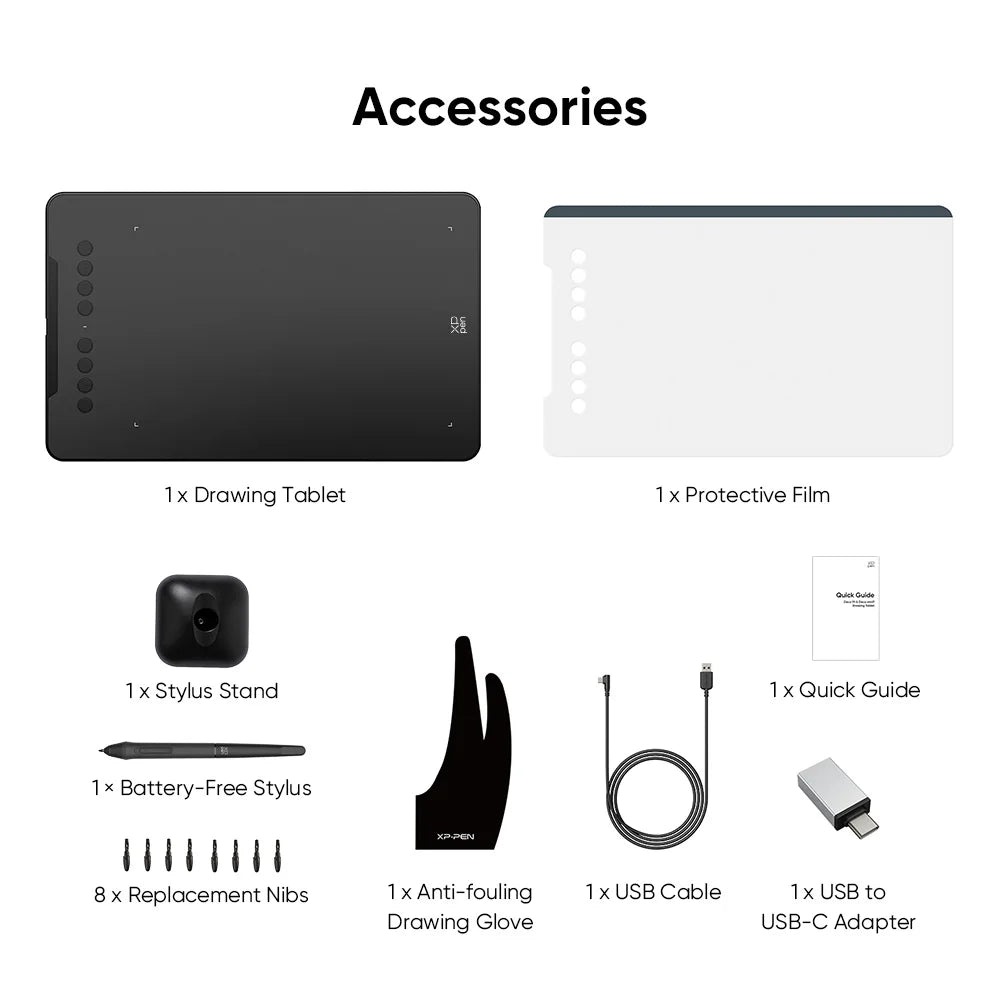 XPPen Deco01 V3 10" Graphics Drawing Tablet – 16384 Pressure Levels