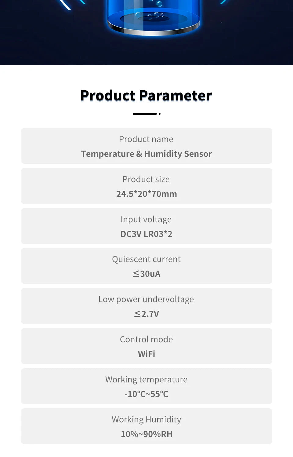 Tuya WiFi Temperature & Humidity Sensor – Indoor Smart Hygrometer Thermometer