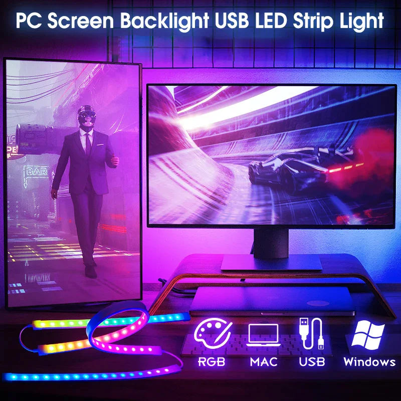 PC Backlight Monitor Ambilight Light Strip APP Control Music Sync RGBIC LED Lights Game Room Computer Atmosphere Decor Lamp