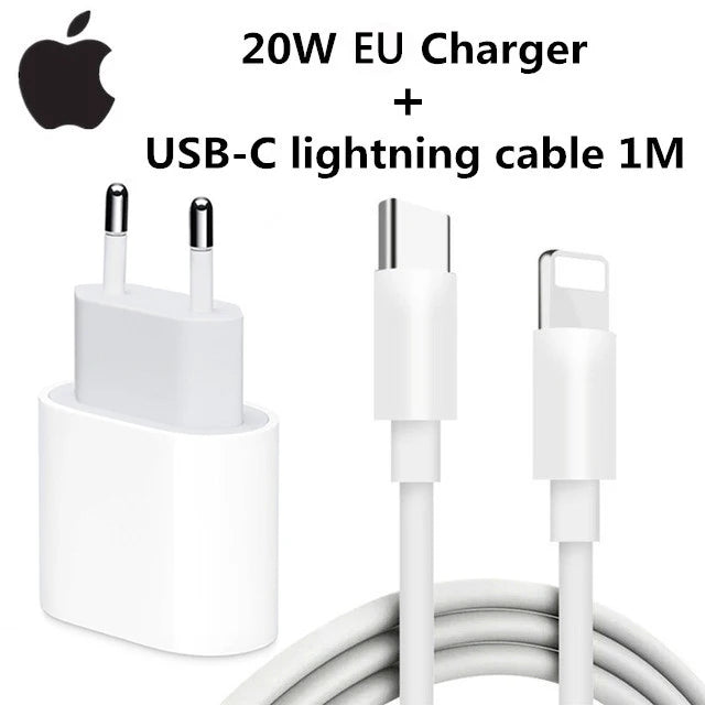 20W USB-C Fast Charger for iPhone 17, 16, 15, 14 – Includes Apple Cable