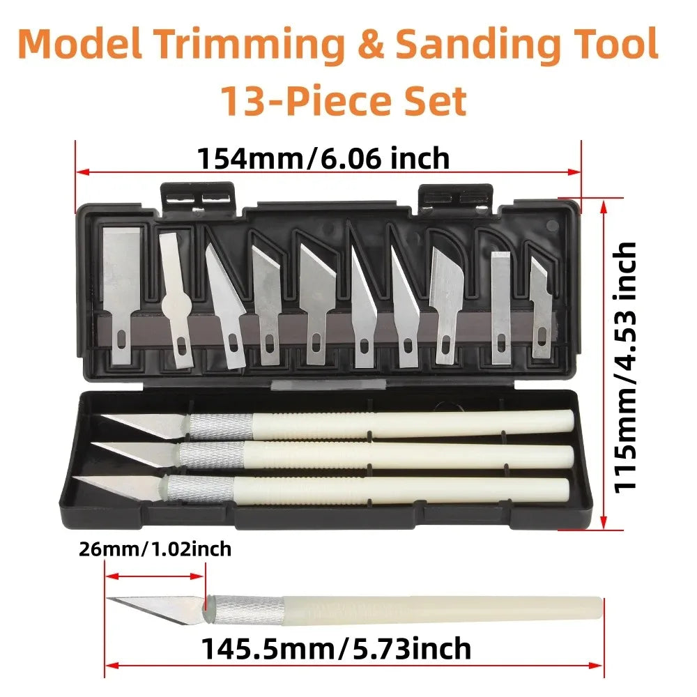 3D Model Grinding & Deburring Tool Kit – Engraving Knife, File, Scraper & Cutter