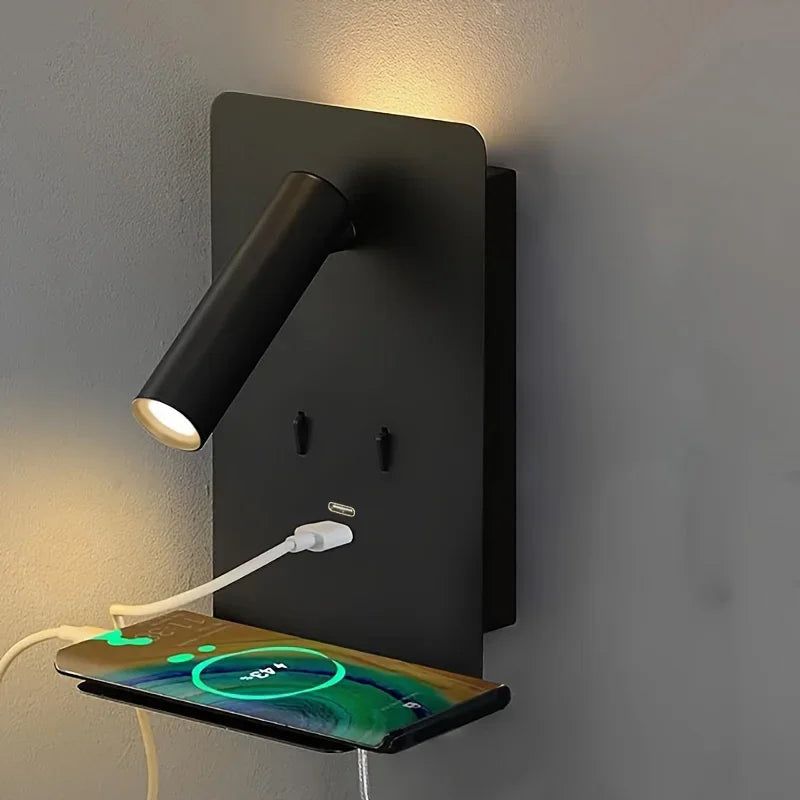 WallRead LED Wall Light – USB Charging Port, Phone Stand & Minimalist Bedside Reading Light