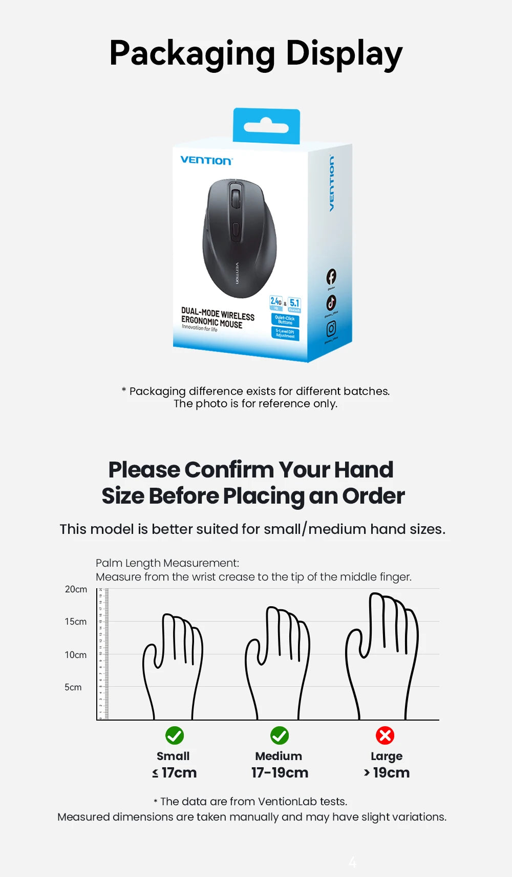 Vention Wireless Bluetooth 5.1 Mouse USB 2.4G Dual-Mode Ergonomic 4000 DPI Mute 6 Button Mouse for MacBook Tablet Laptop PC Mice