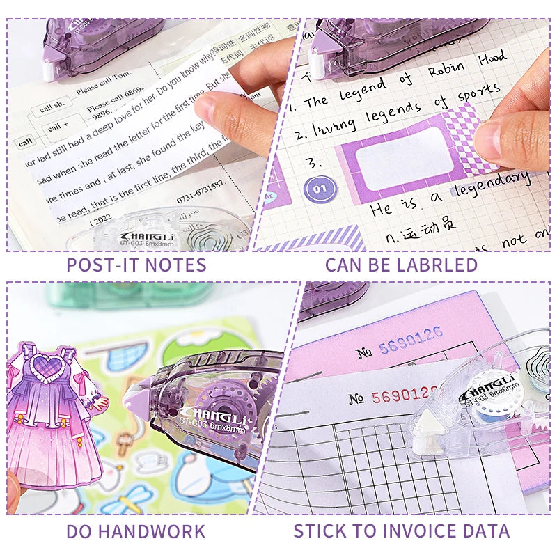 4pieces of portable double-sided transparent tape, suitable for scrapbooks, accounts, office supplies-strong adhesive