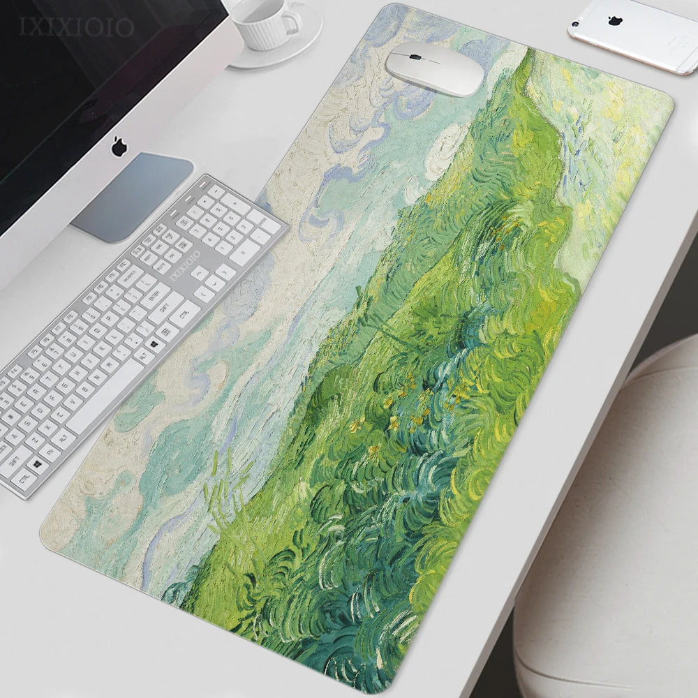 Van Gogh Starry Night XL Gaming Mouse Pad – Artistic XXL Desk Mat | HD Printed Non-Slip Soft Rubber Playmat for Office & Gaming Setup