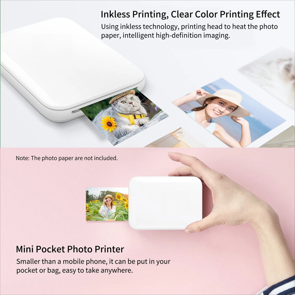 SnapPrint Mini Bluetooth Photo Printer – 3” Portable Wireless Color Pocket Printer