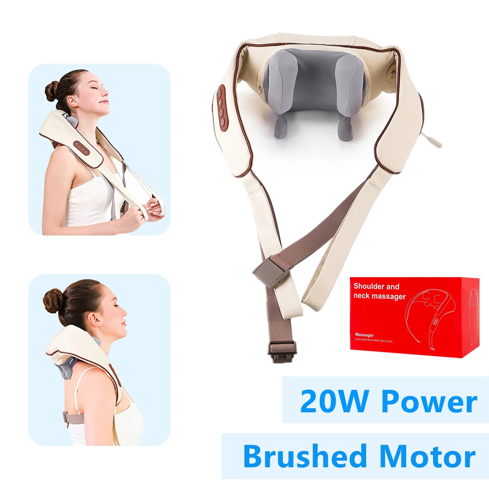Foreverlily 26W Brushless Neck & Shoulder Kneading Massage Shawl – Wireless