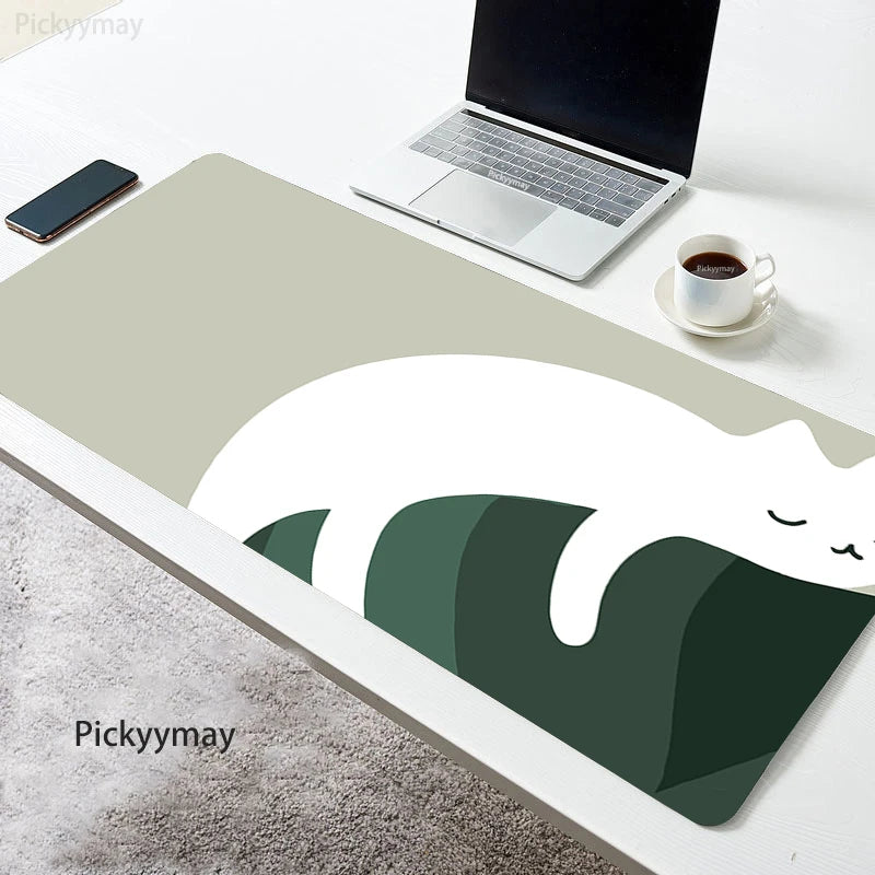 Kawaii Garden XL Desk Mat – Cute Plants & Cat Gaming Mouse Pad (900×400mm)