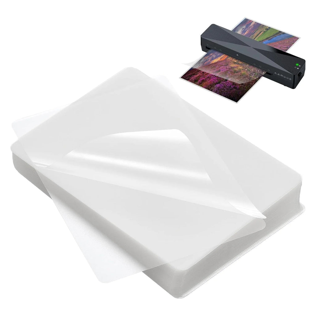 100-Pack Thermal Laminating Sheets (A4 / 3R–5R) – 60 Mic Clear Round-Corner Pouches | Crystal Clear Document Protection Film for All Laminator Machines