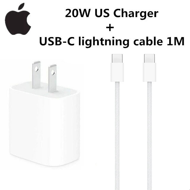 20W USB-C Fast Charger for iPhone 17, 16, 15, 14 – Includes Apple Cable