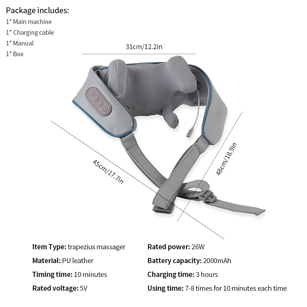 Foreverlily 26W Brushless Neck & Shoulder Kneading Massage Shawl – Wireless