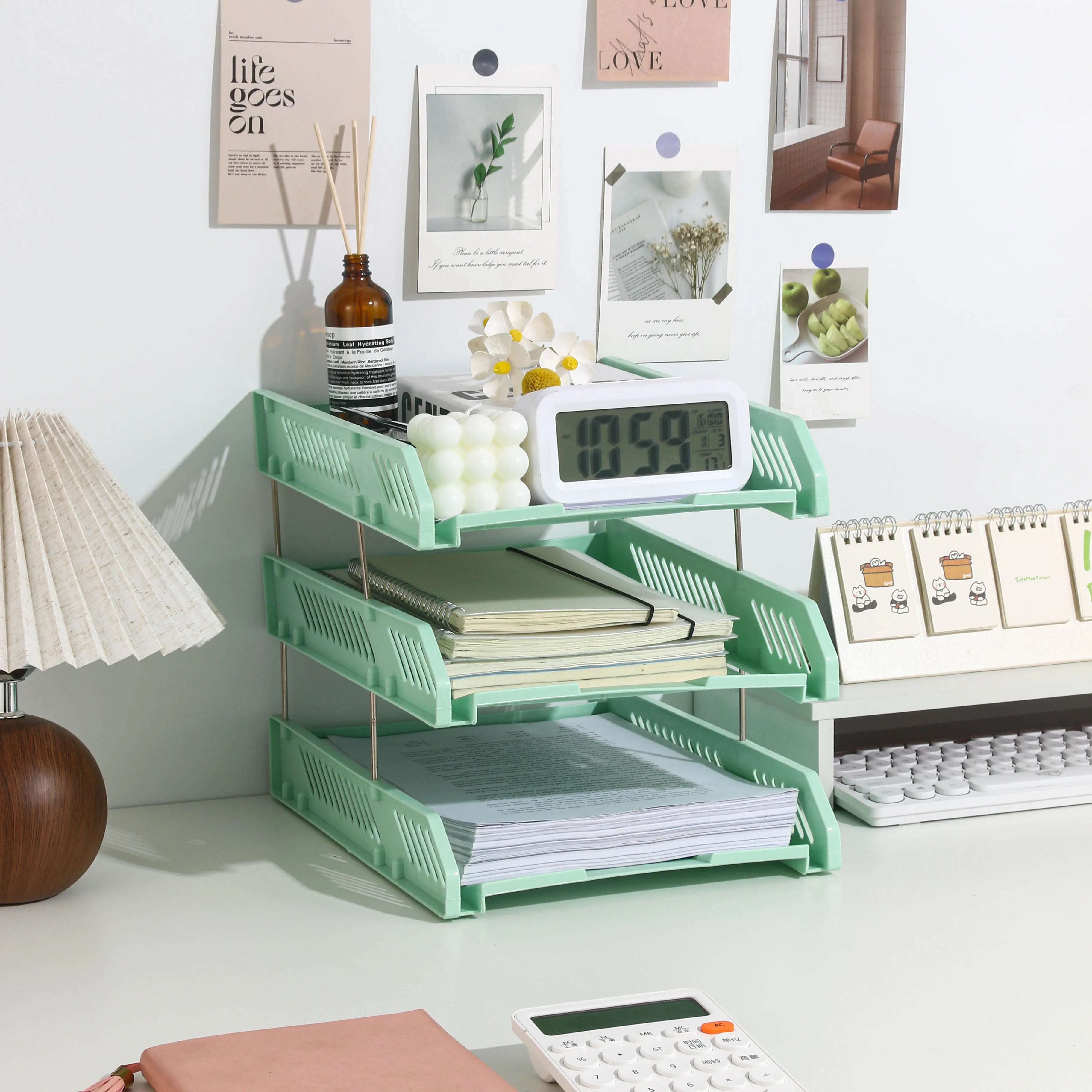 Three-Layer File Holder File Tray Plastic Horizontal File Frame File Organization Information Desktop Storage Rack Desk Storage File Basket Multi-Layer File Rack Folder Storage Box