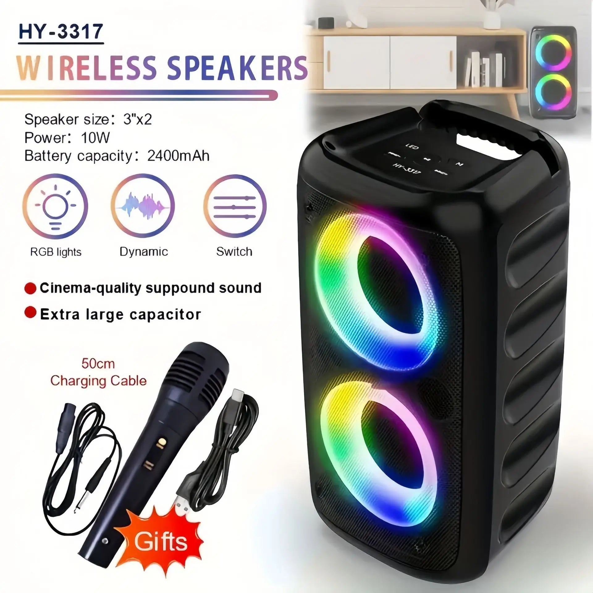 SingBox Pro – Wireless Karaoke Bluetooth Speaker with Mic, LED Party Lights, FM Radio & TWS Pairing