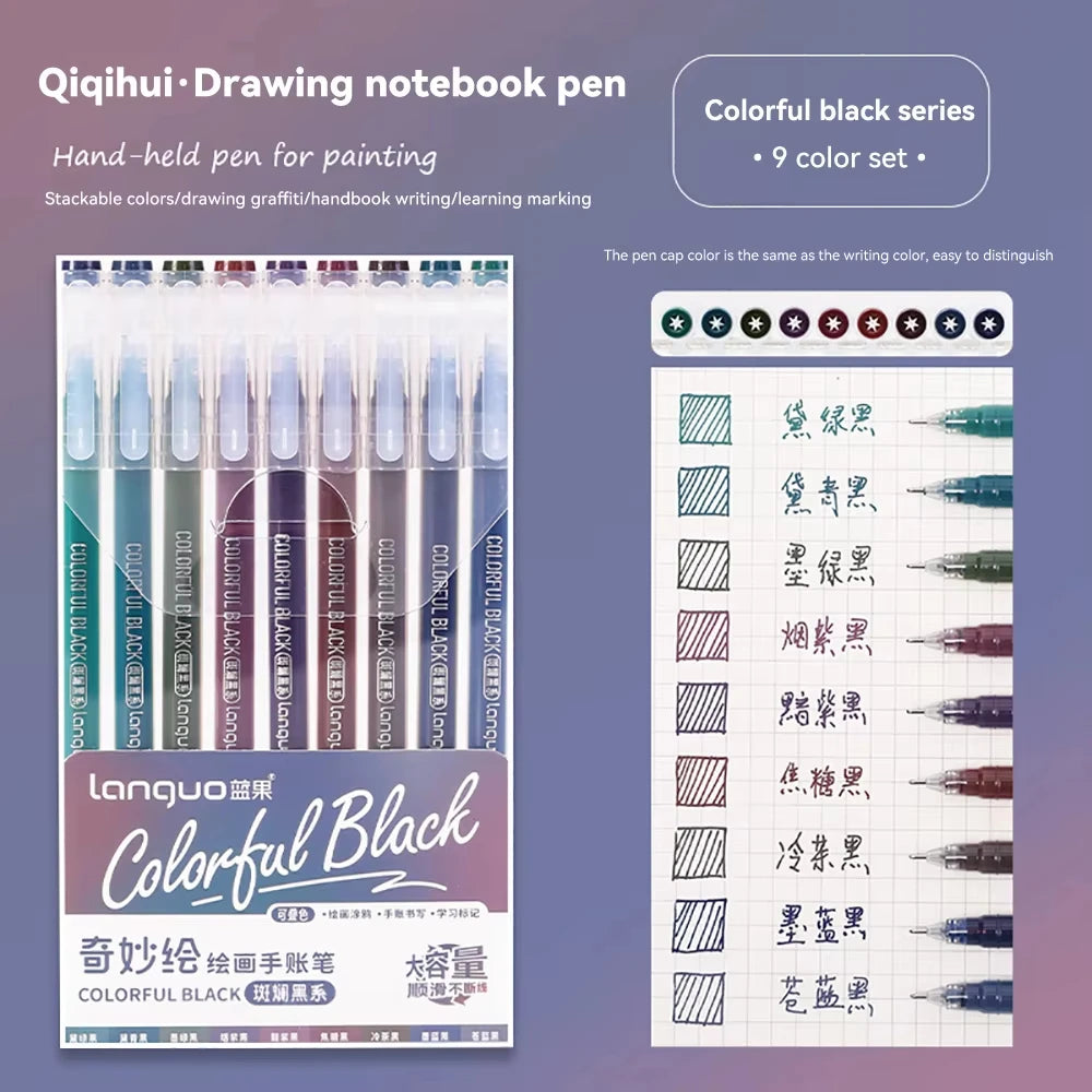 Languo 27-207 Colour Gel Pen & Marker Drawing Set – Student DIY Art Pens