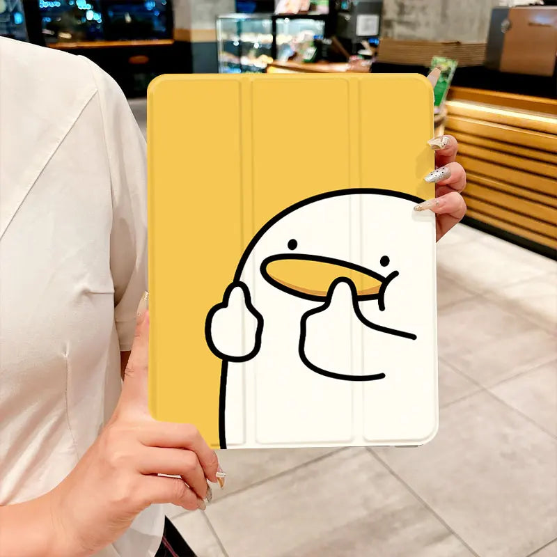 Fun Duck Thumbs-Up iPad Case – Protective TPU Cover for iPad Pro 10/11", Air 3rd–5th Gen, Mini 6