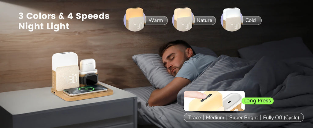 MagClock 7-in-1 MagSafe Alarm Clock – Wireless Charging for iPhone, Watch & AirPods