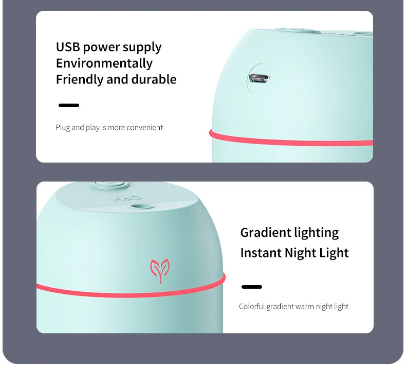 MistMini USB Desktop Air Humidifier – 220ml with Aroma Function
